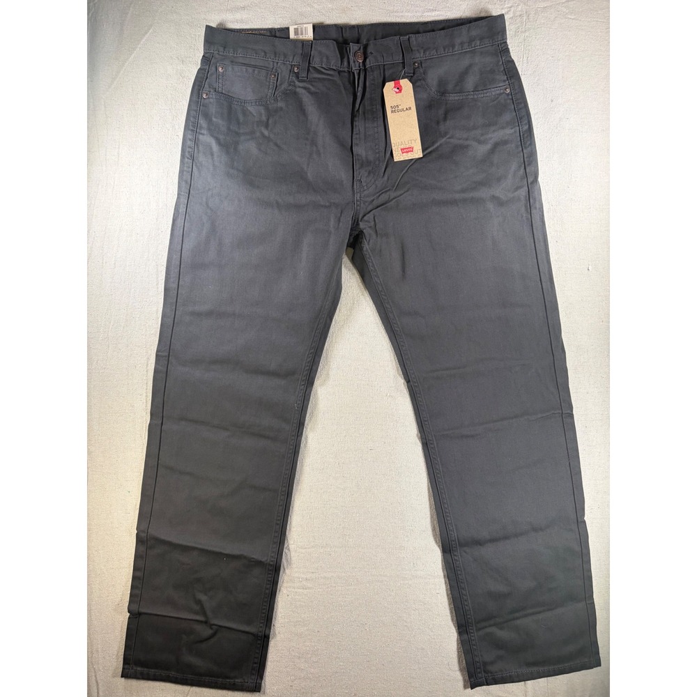 Levi's 505 Regular Fit Pants Mens 40x32 Gray Straight Leg Cotton Twill NWT